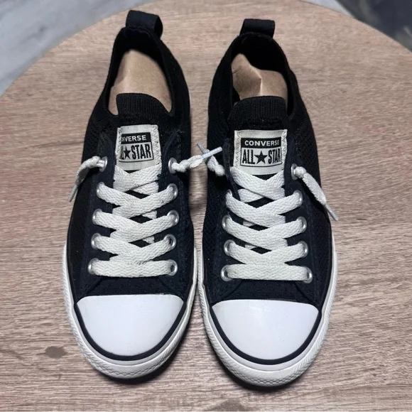 CONVERSE ALL STAR Classic Black and White Low-Tops elastic back slip on kids 13 - Picture 9 of 13